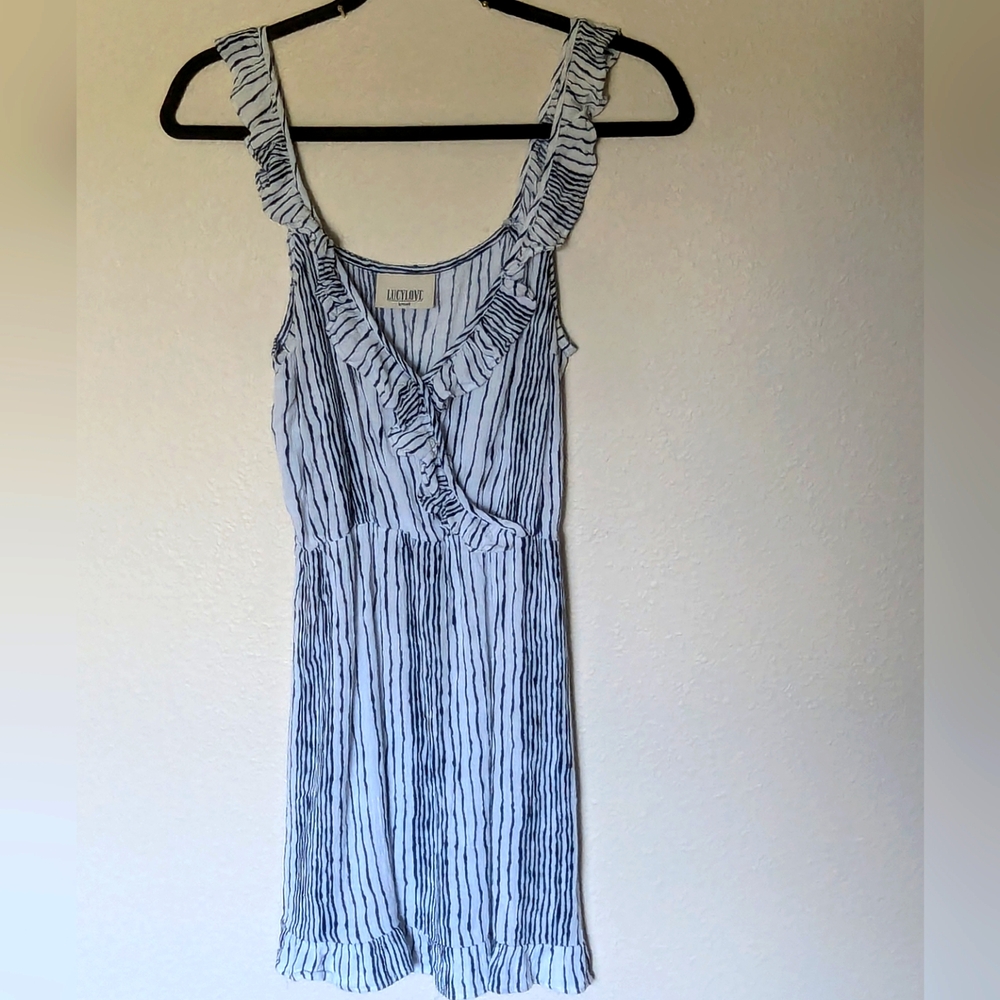 Lucylove Blue and White Striped Sleeveless Sundress Size S